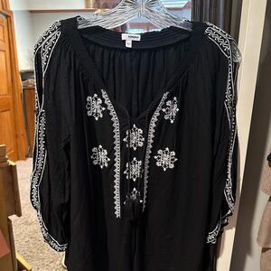 Sonoma Black 3/4 Sleeve Embellished Blouse
